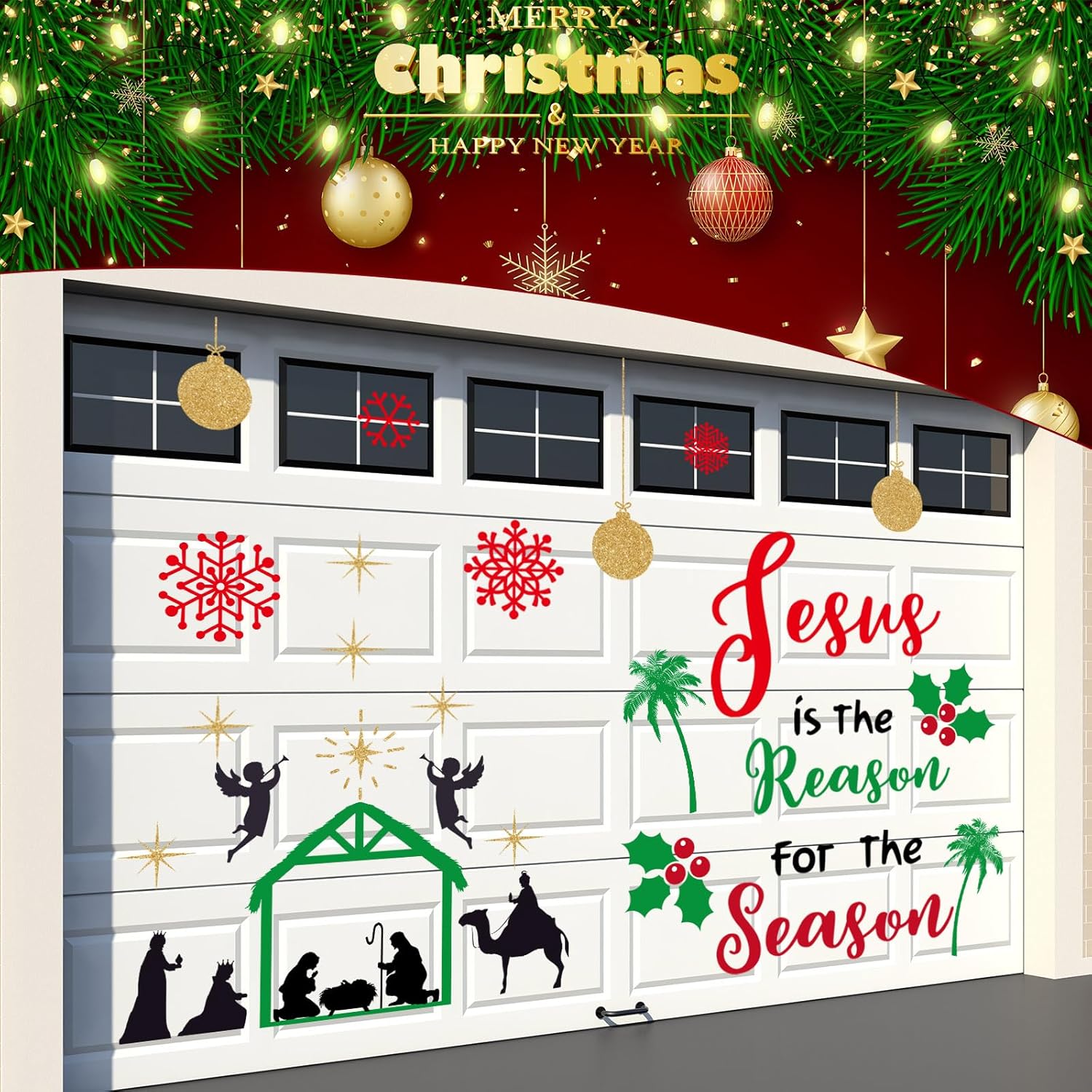 30 piezas de imán de Navidad para puerta de garaje, decoración de Navidad con muñeco de nieve, copo de nieve, Papá Noel, decoraciones de garaje para