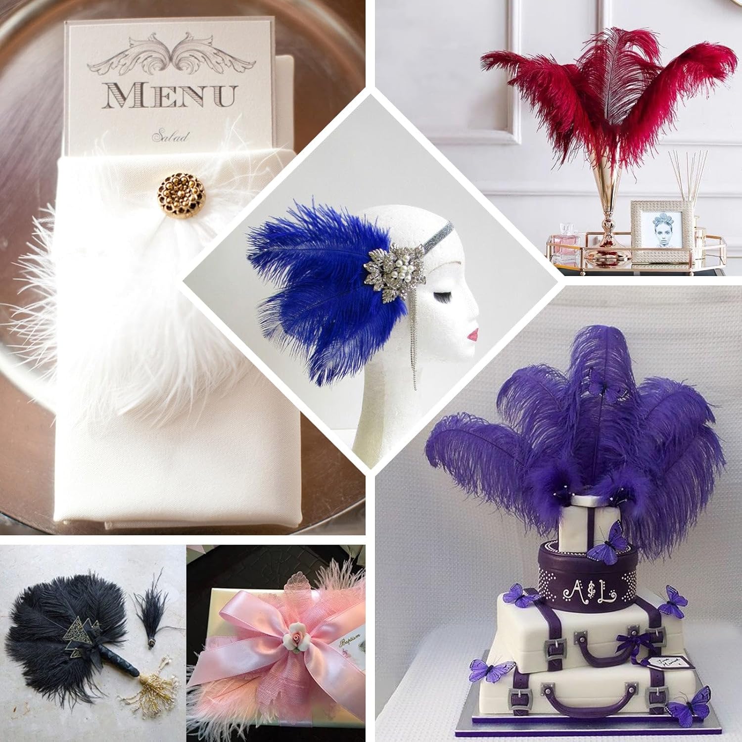 Efavormart – Paquete de 12 plumas de avestruz reales de plumas naturales negras de 13 a 15 pulgadas, rellenos de centros de mesa de bricolaje