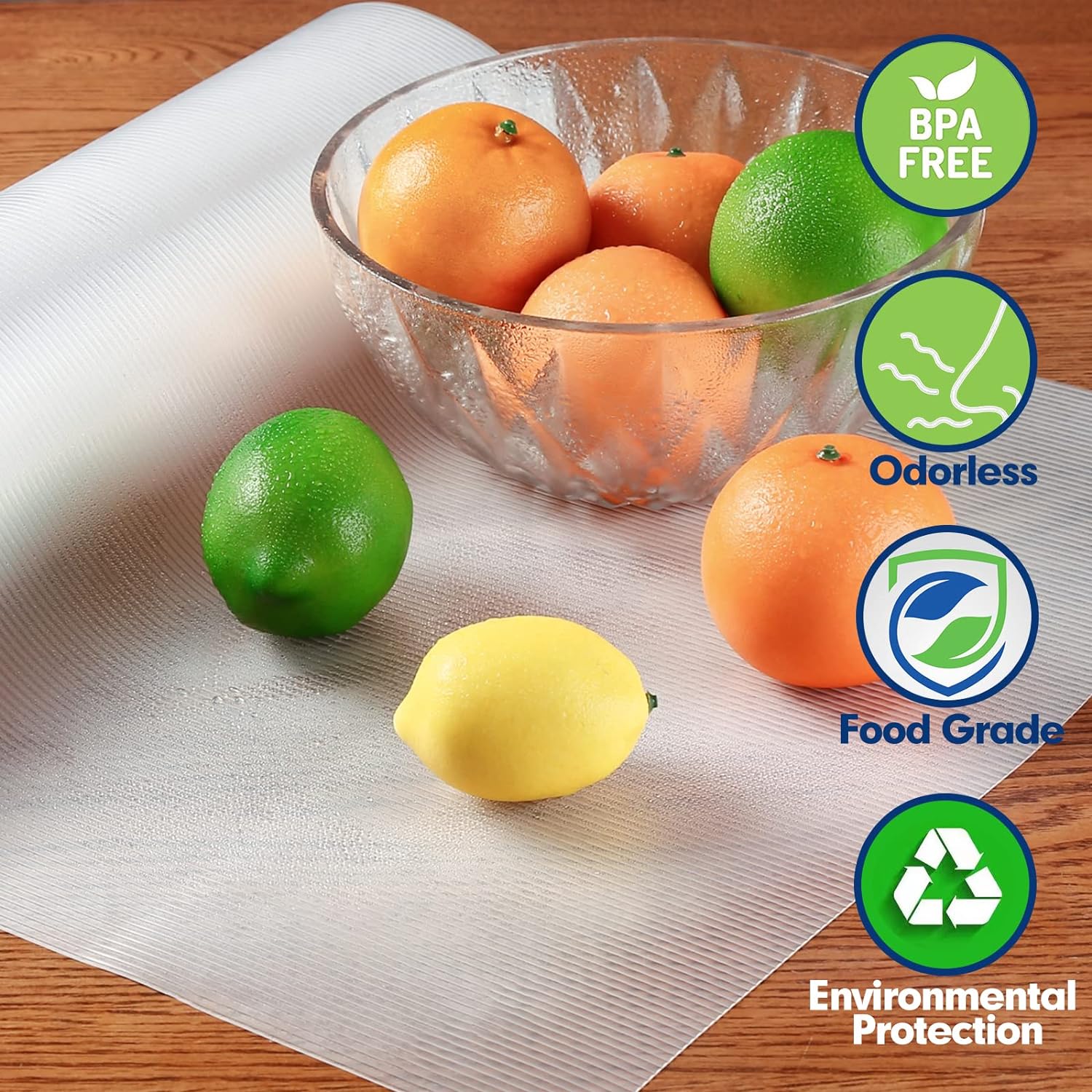 Revestimiento para estantes para gabinetes de cocina a prueba de aceite, forro de cajón no adhesivo, forro de refrigerador transparente, 17.7 x 20