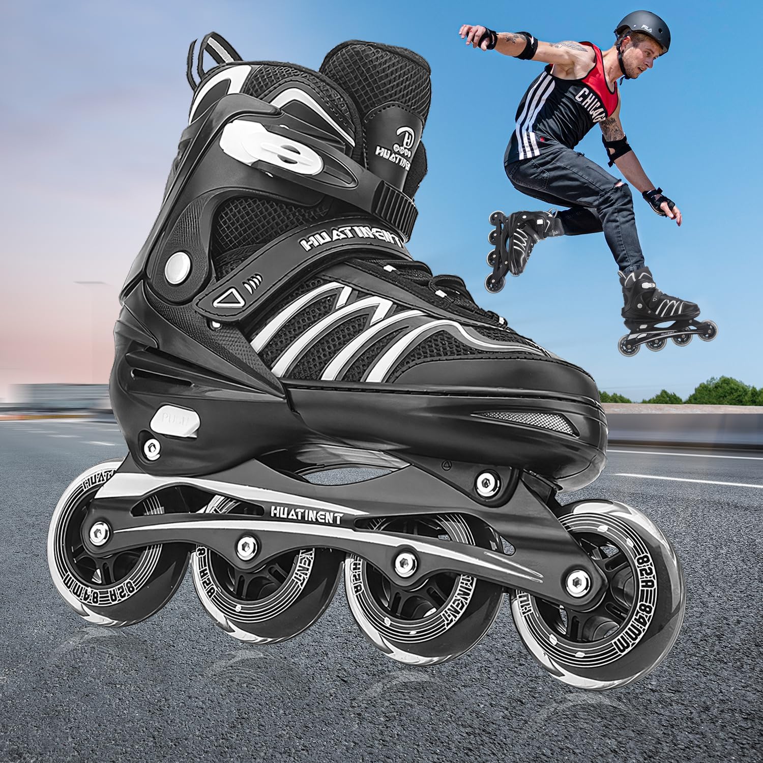 Patines en línea ajustables para mujeres y hombres, patines para adultos, mujeres y hombres con ruedas grandes, patines para mujer para jóvenes,