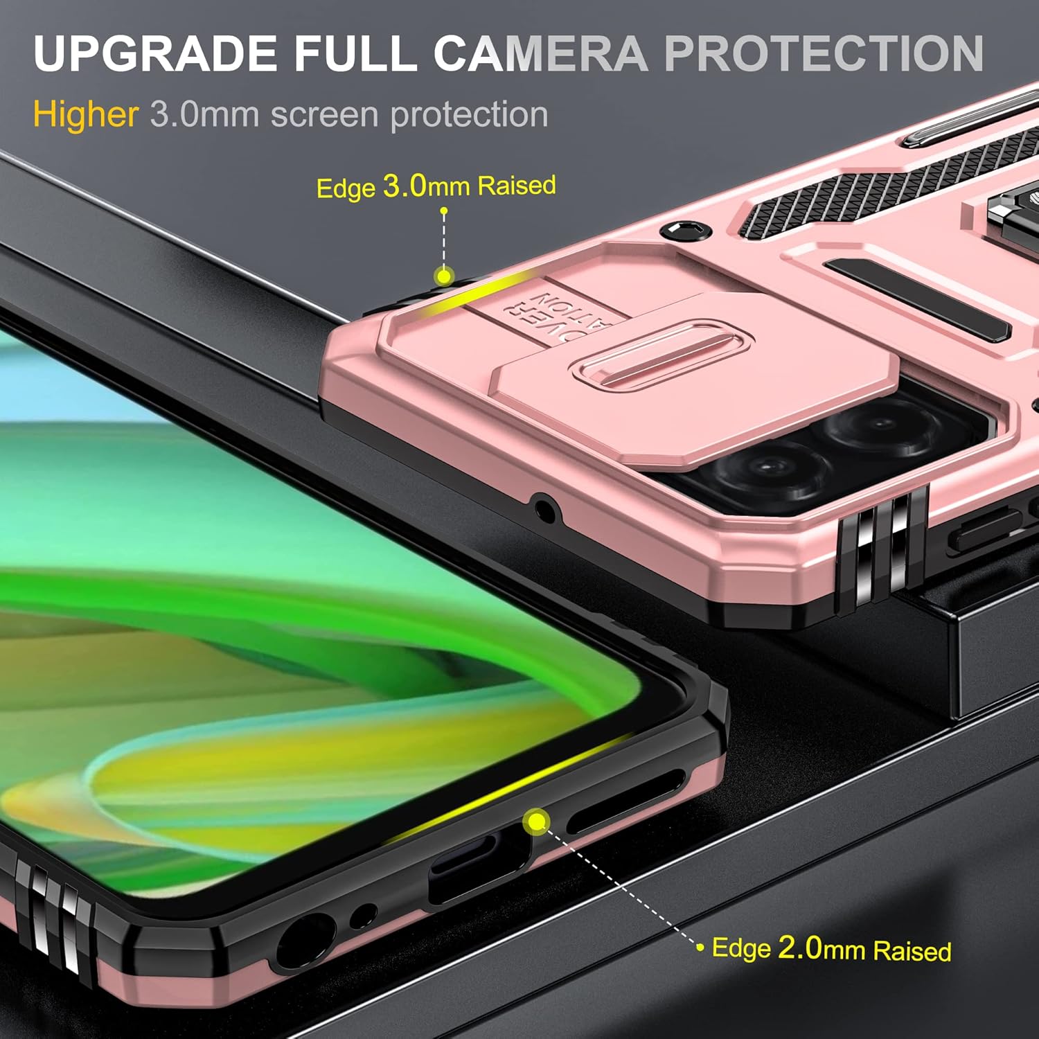 Asuwish Funda de teléfono para Motorola Moto G Power 5G 2023 con protector de pantalla de vidrio templado y cubierta deslizante para cámara