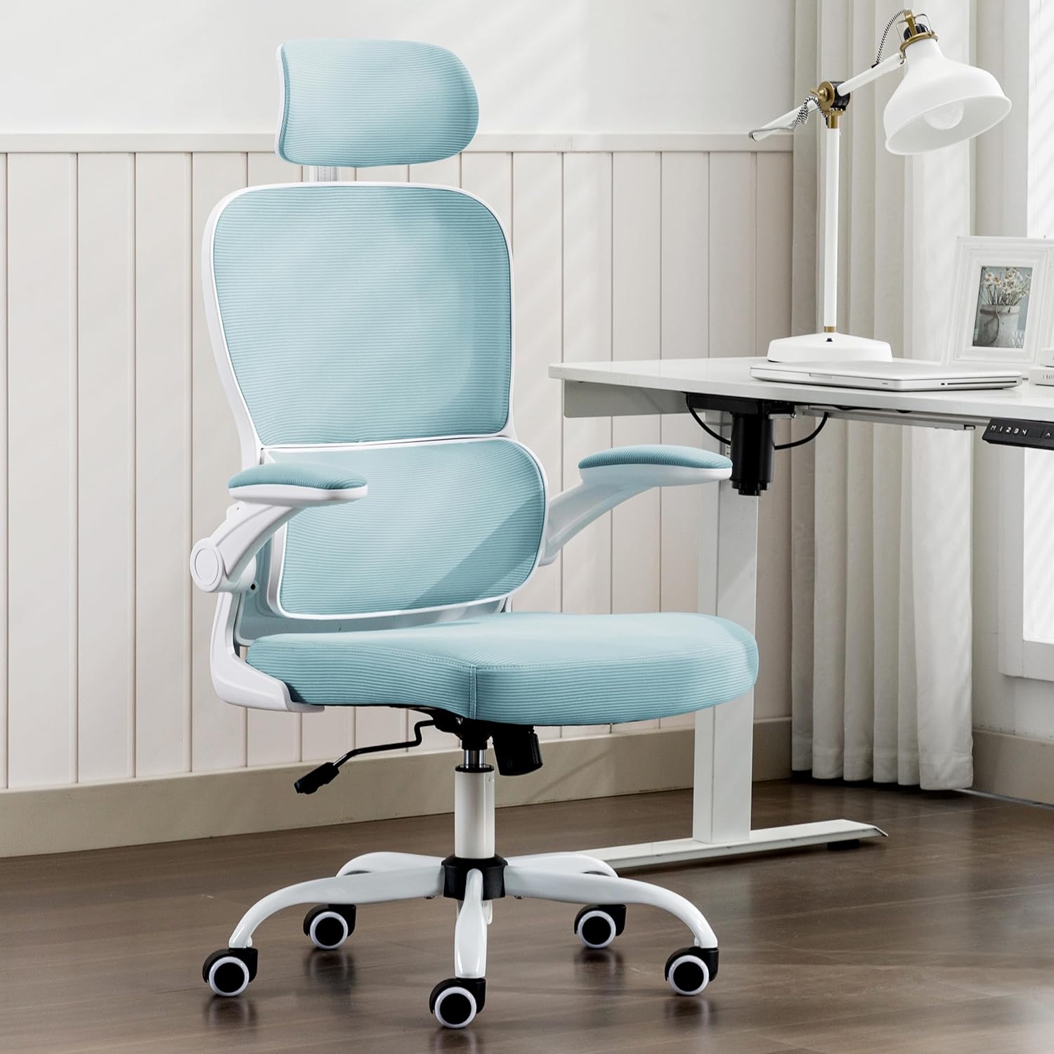 Silla de oficina, silla de oficina ergonómica con reposacabezas, sillas de computadora de malla de respaldo alto para oficina en casa con soporte de