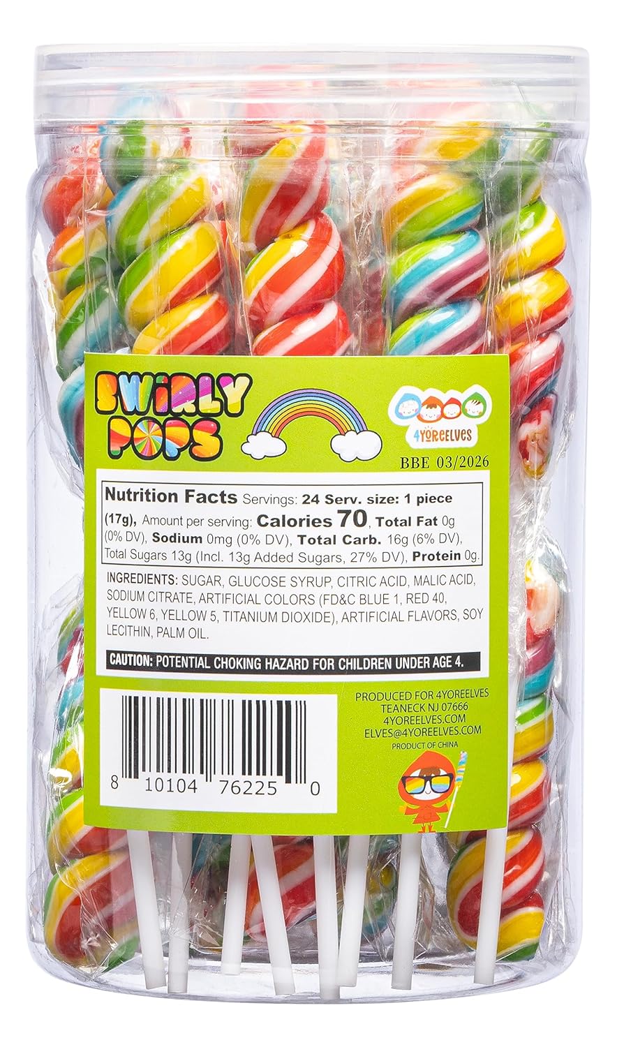 4YoreElves – Paletas de unicornio arcoíris envueltas individualmente, repletas de sabor afrutado, grandes paletas de remolino para fiestas de