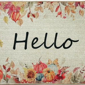 Voanos Tapete de puerta con diseño de otoño con diseño de hojas de arce y calabazas, tapete de goma antideslizante para interiores y exteriores, 17 Voanos Tapete de puerta con diseño de otoño con diseño de hojas de arce y calabazas, tapete de goma antideslizante para interiores y exteriores, 17