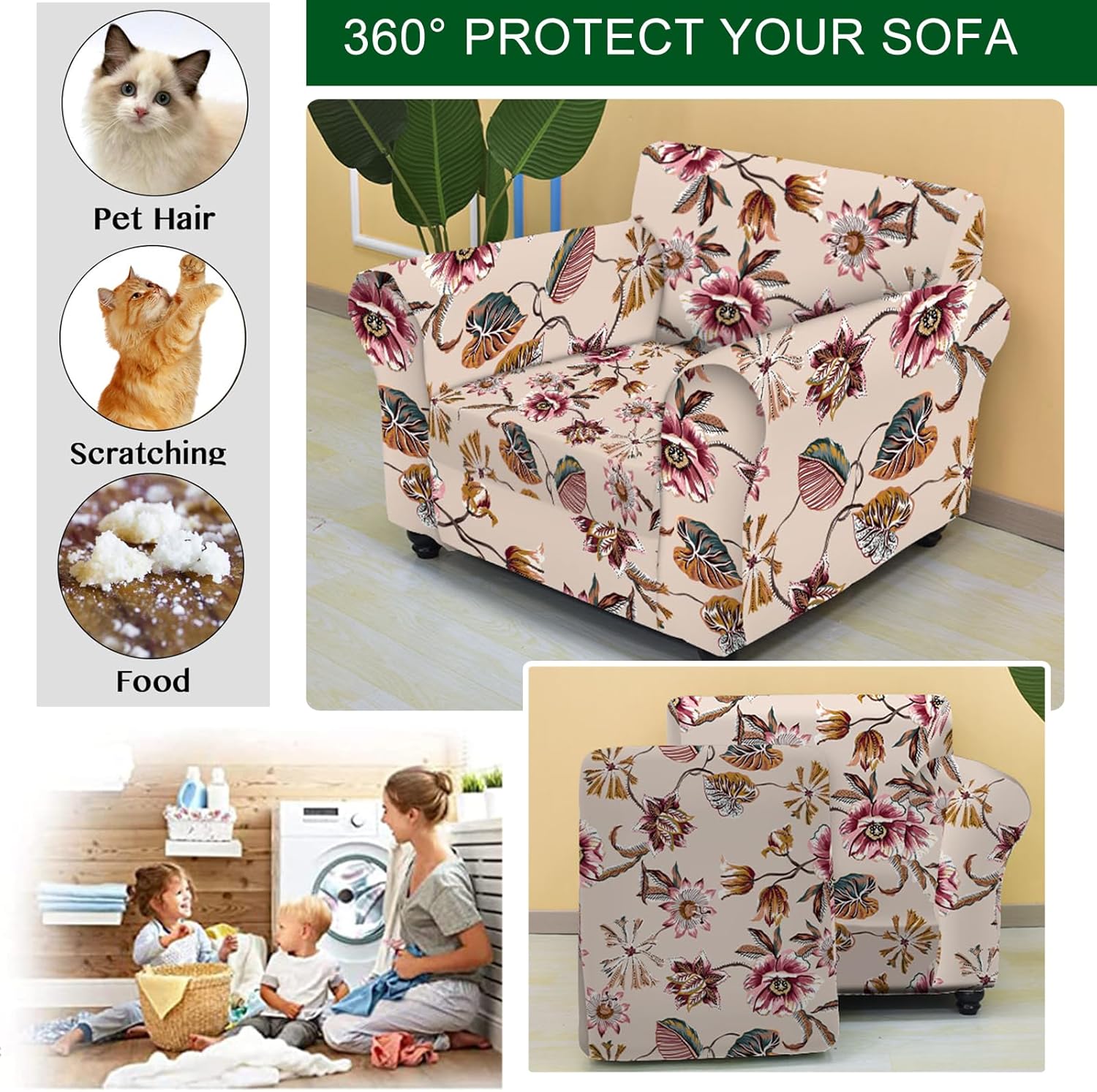 CRFATOP Fundas para sillas de sala de estar, fundas elásticas para sillón, fundas de sofá para sofá separadas, fundas de sofá lavables, protectores