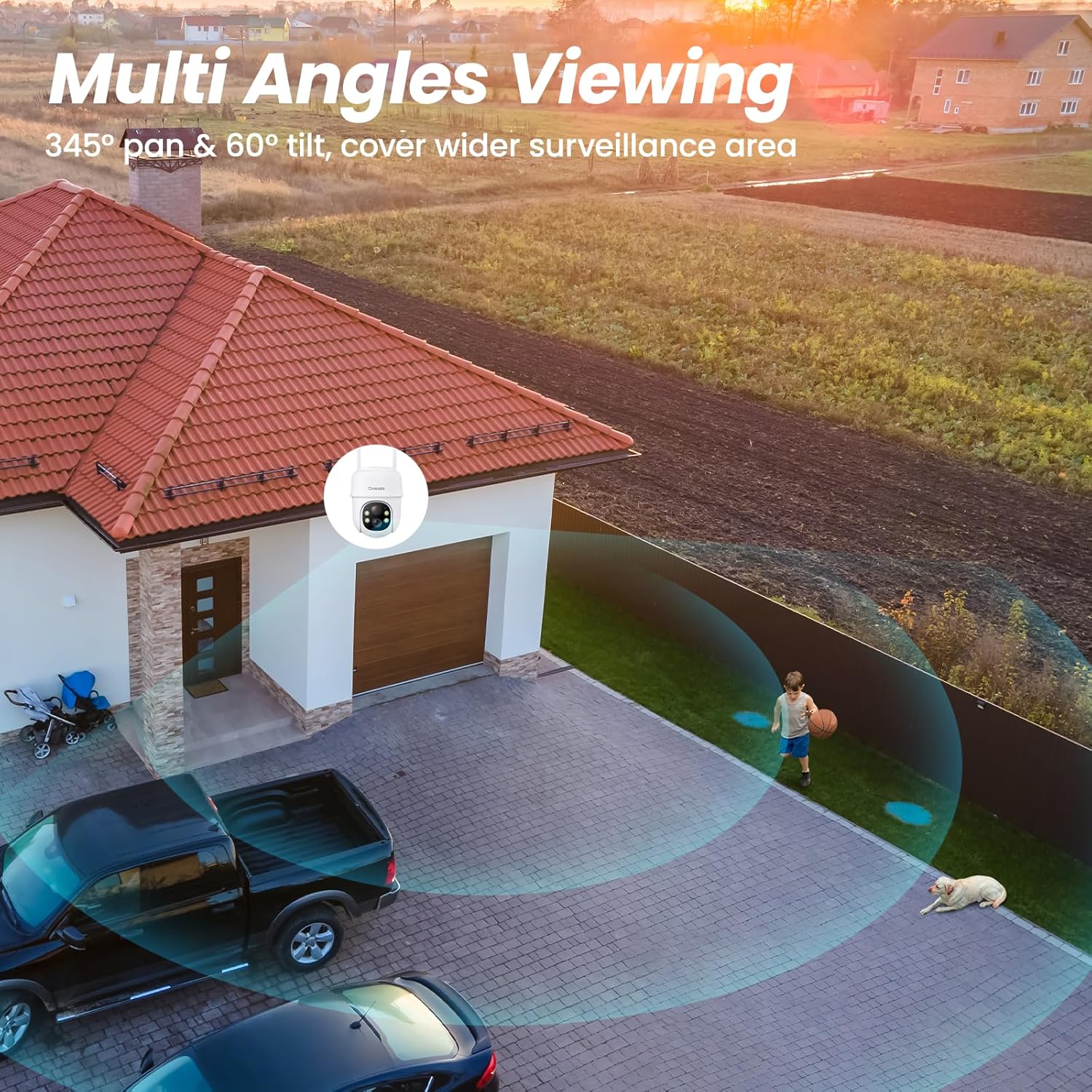 Cámaras de seguridad inalámbricas para exteriores, cámaras 2K para seguridad en el hogar, energía solar, WiFi de 2.4 G, visión nocturna a color de