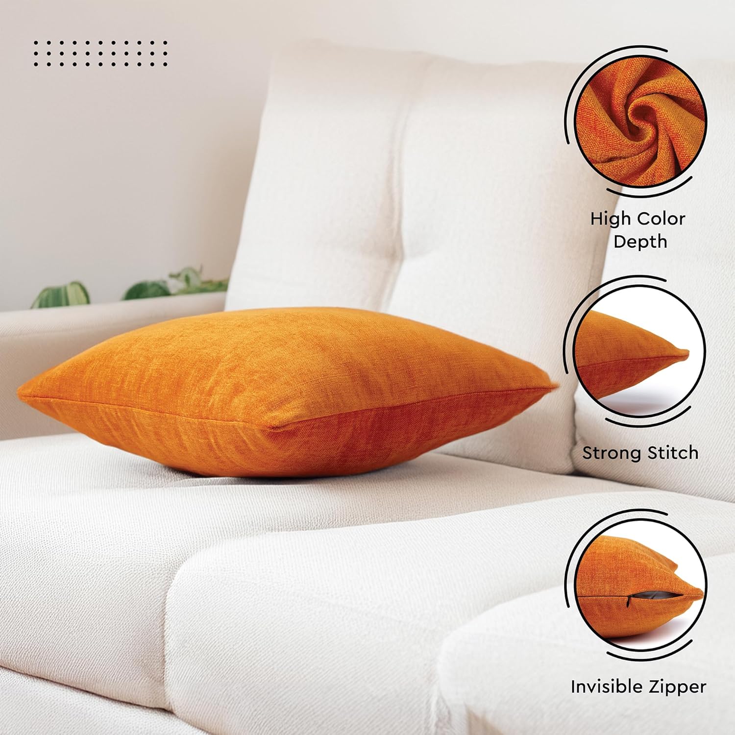 Encasa XO Juego de 2 fundas de almohada de felpilla gruesa, color naranja, (24 x 24 pulgadas) (23.6 x 23.6 in), fundas de almohada cuadradas