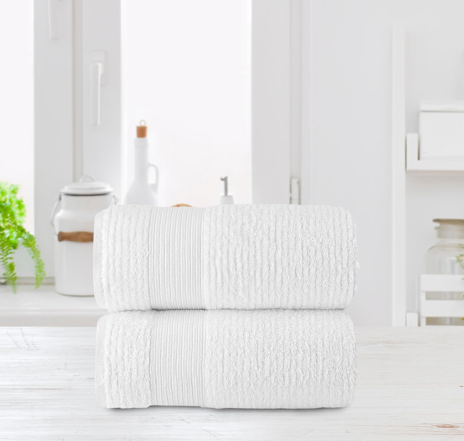 Chic Home Lujosas toallas de baño de 2 piezas de 100% algodón turco puro, 34 x 68 pulgadas, ultra suaves, altamente absorbentes, diseño de tejido