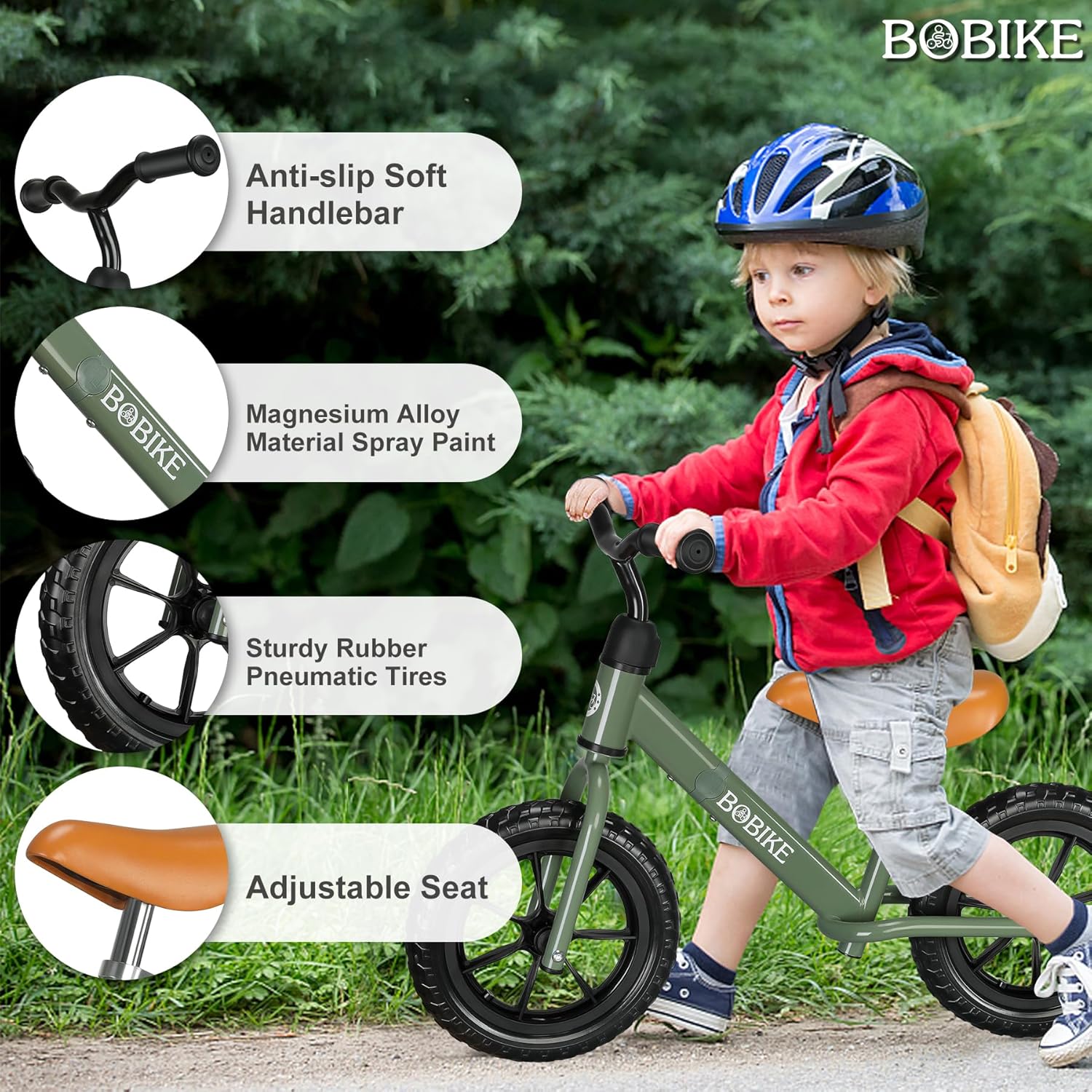 Bicicleta de equilibrio para niños de 2 a 5 años, asiento ajustable y manillar sin pedal, bicicleta de entrenamiento sin pedales, el mejor regalo