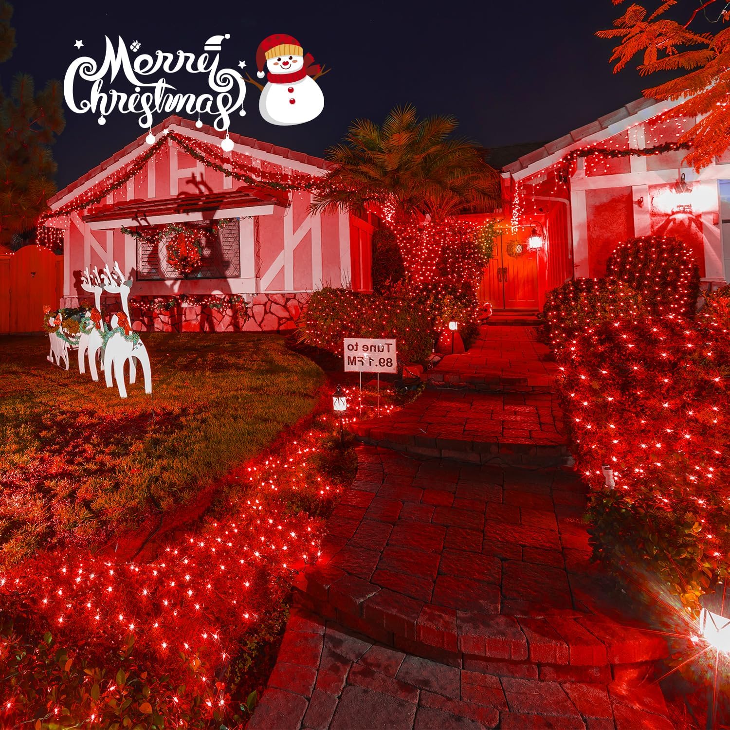 JMEXSUSS 200 luces LED rojas de red de Navidad, 9.8 pies x 6.6 pies, luces de arbusto de Navidad conectables con control remoto, 8 modos de enchufe,