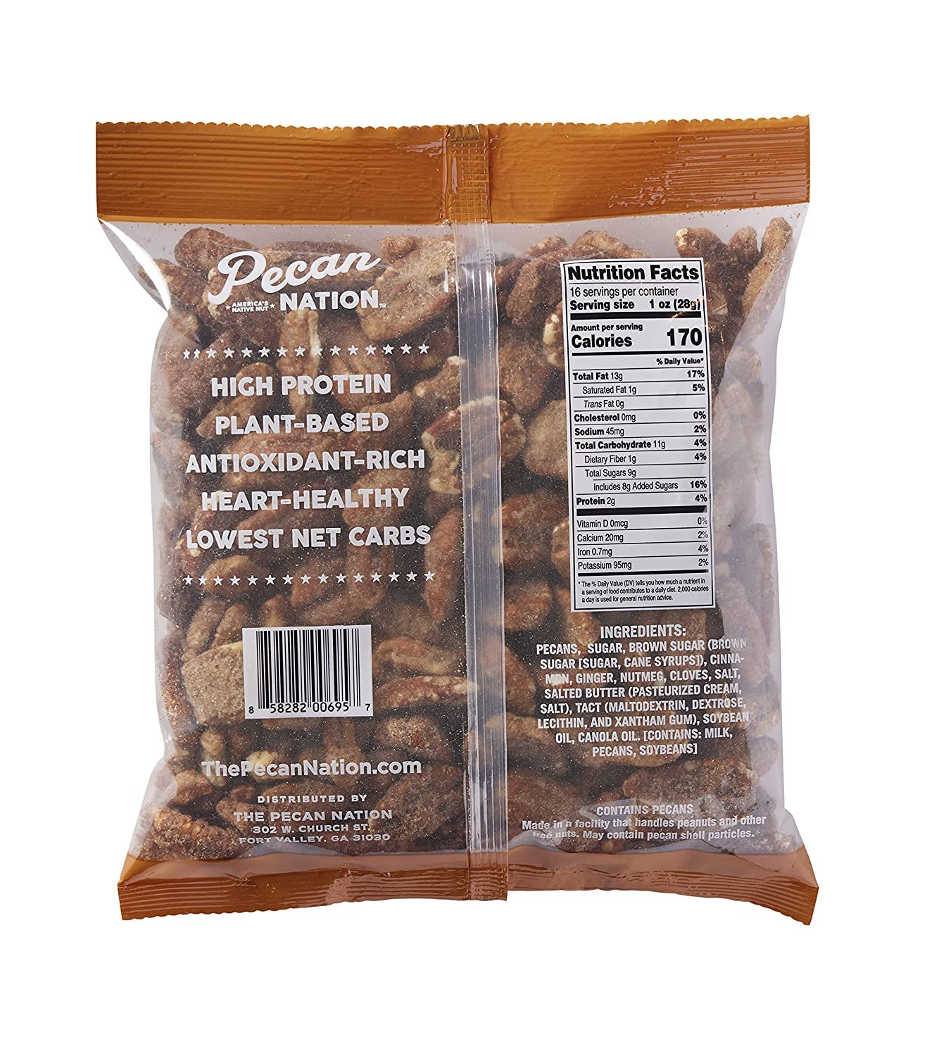 Pecan Nation Gingerbread Holiday – Mitades de nueces tostadas de 16 onzas, natural, sin conservantes, ricas en antioxidantes, sin OMG, nueces