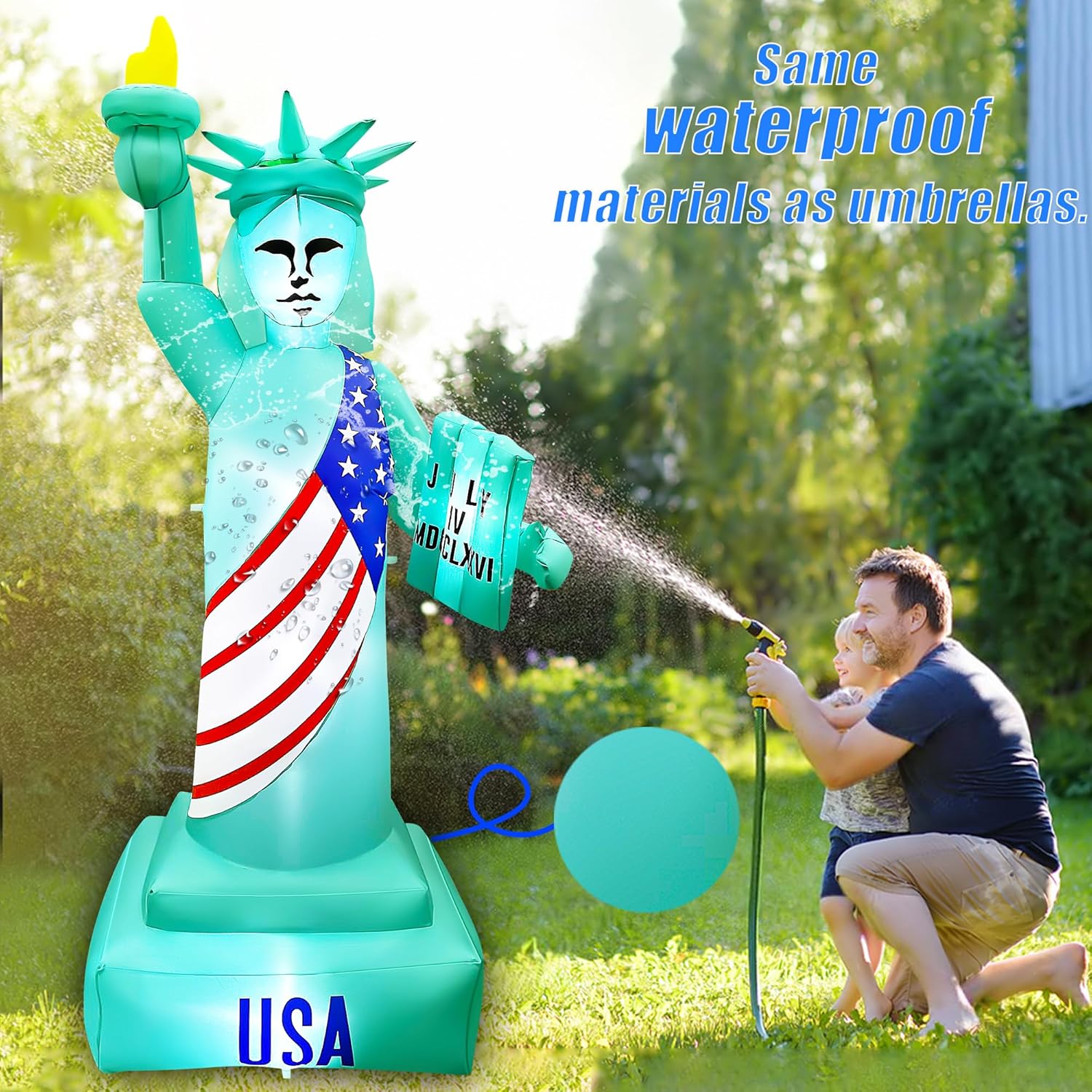 SEASONBLOW Estatua inflable patriótica de 8 pies para el Día de la Independencia de la Libertad, decoración del 4 de julio para el hogar, patio,