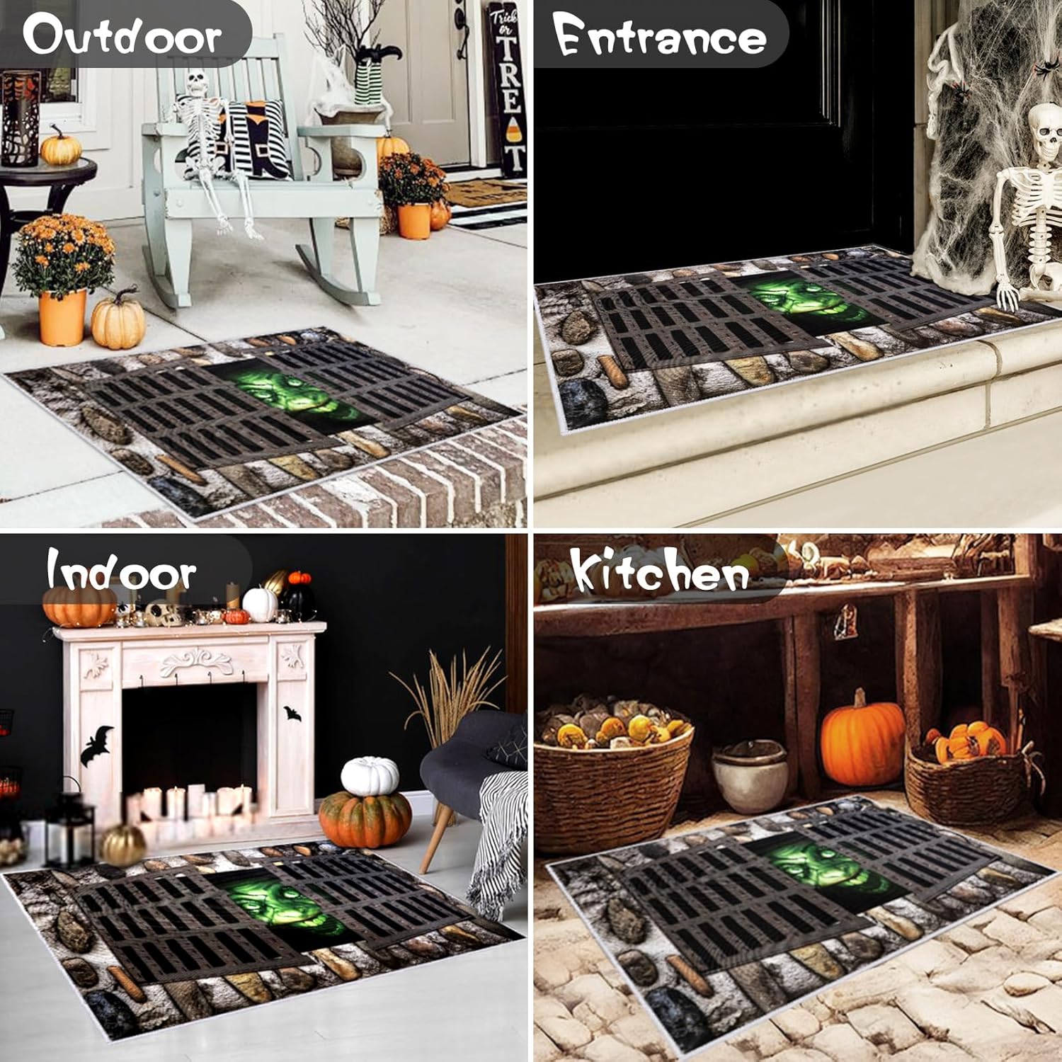 Tapete de Halloween con ilusión 3D de payaso y alcantarillado, tapete para exteriores, tapete de cocina y baño de Halloween, tapete de bienvenida