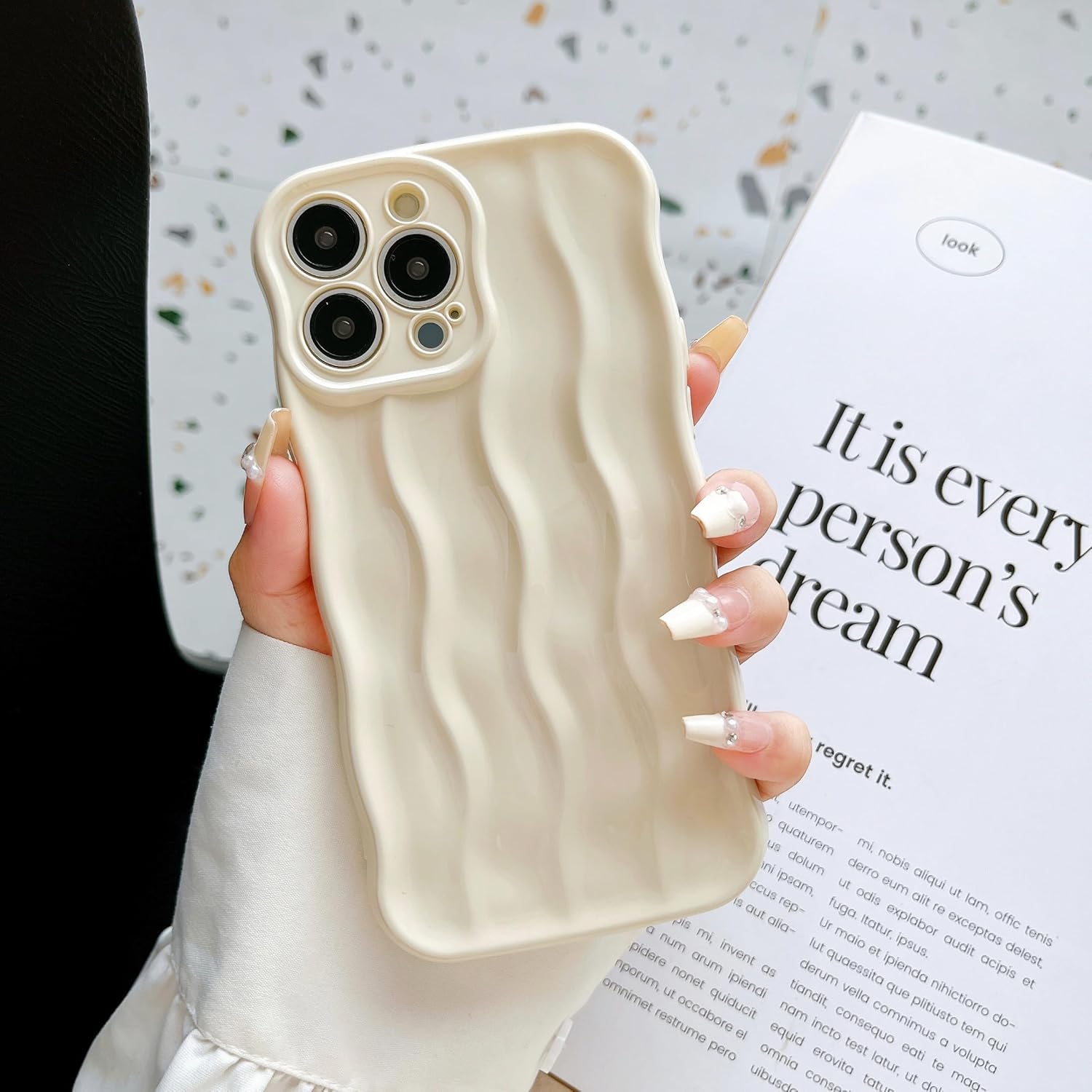 XIZYO Funda para iPhone 13 Pro de 6.1 pulgadas, bonita funda ondulada y ondulada para teléfono, diseño estético de ondas de agua, funda protectora