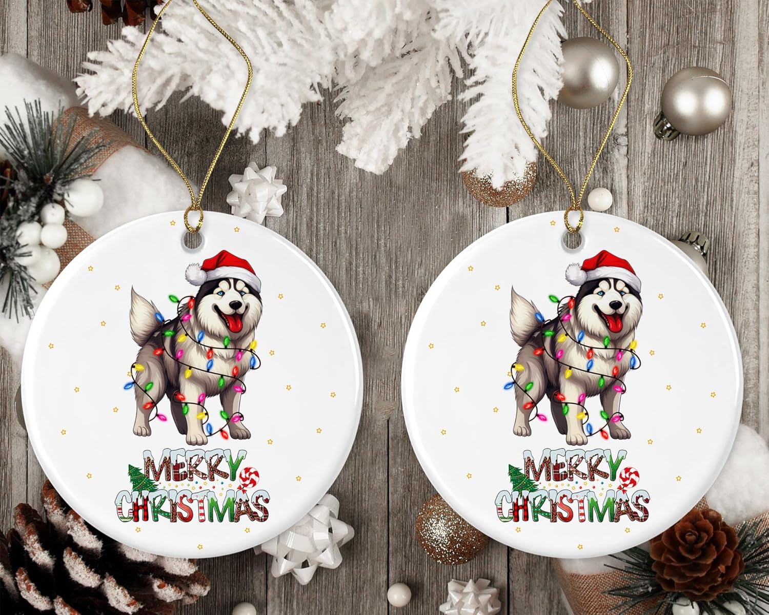 Adorno de husky siberiano, adorno de Feliz Navidad, regalo de adopción de perro, adorno de primera Navidad, adornos conmemorativos para perros,