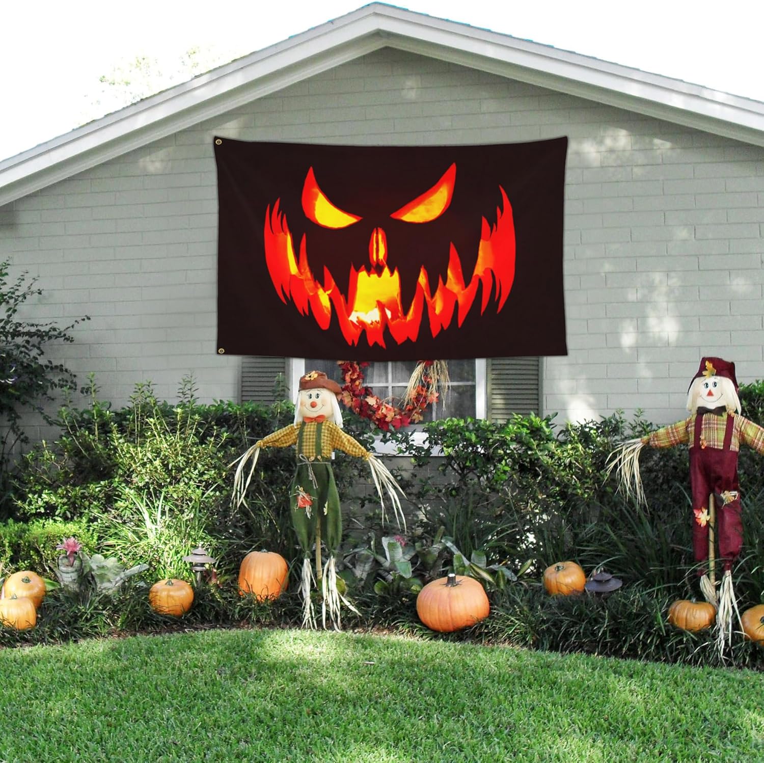 Bandera de Halloween de 3 x 5 para exteriores, bandera de calabaza de Halloween de doble cara para interiores y exteriores, decoración de Halloween,