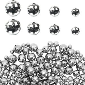 Whaline 160 cuentas de bola de discoteca de 4 tamaños, bola de espejo reflectante plateada de los años 70 y 80, accesorios de disfraces, trajes de Whaline 160 cuentas de bola de discoteca de 4 tamaños, bola de espejo reflectante plateada de los años 70 y 80, accesorios de disfraces, trajes de