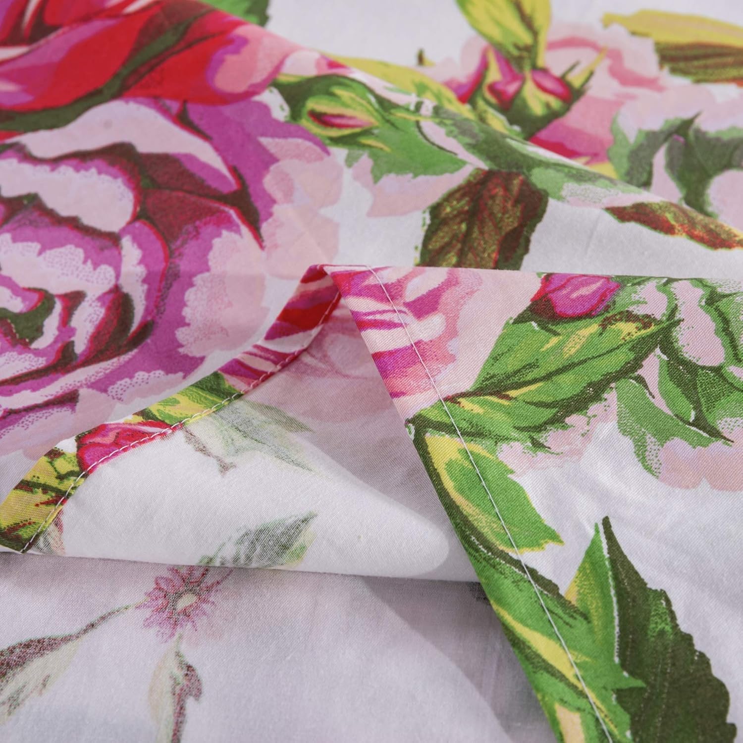 DaDalogy Bedding – Juego de cama floral de 14 piezas en una bolsa, diseño de rosas románticas, juego de sábanas bajeras y encimeras con funda de
