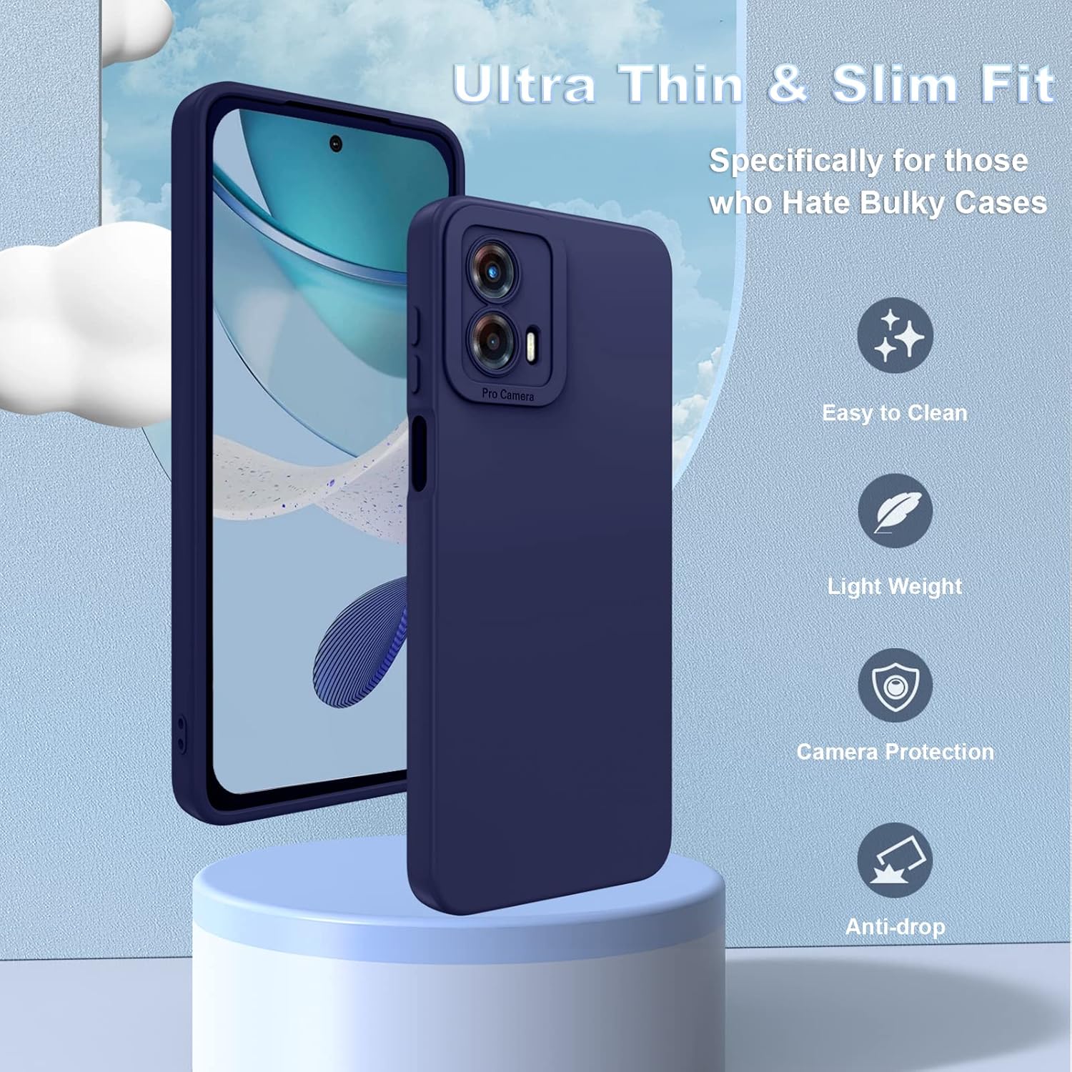 Funda para Moto G 5G 2023 funda protectora militar de silicona líquida, funda para Motorola G 5G, funda de protección resistente para G 5G (azul)