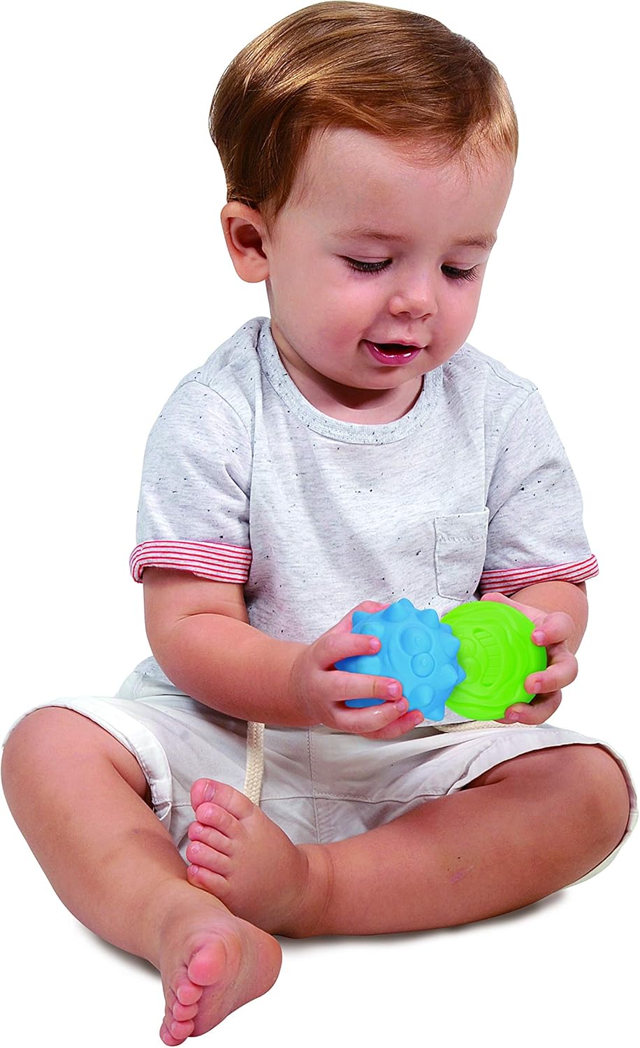 PlayGo Bolas sensoriales para bebé, gran variedad en textura y color arcoíris juguetes de baño para niños, 6 bolas sensoriales coloridas suaves y