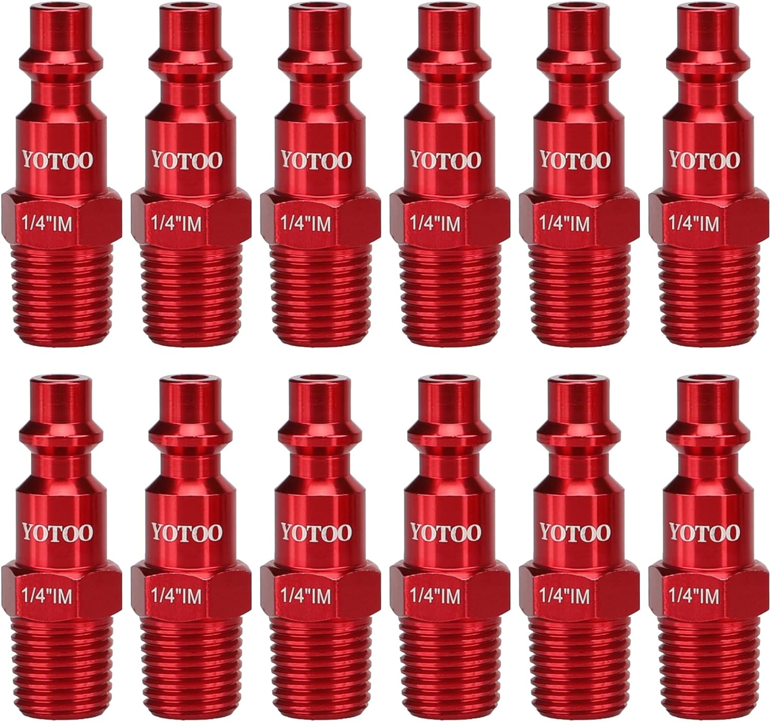 YOTOO Juego de enchufes de aire industriales tipo IM de 12 piezas con roscas macho NPT de 14 pulgadas, accesorios de aire de aluminio resistentes,