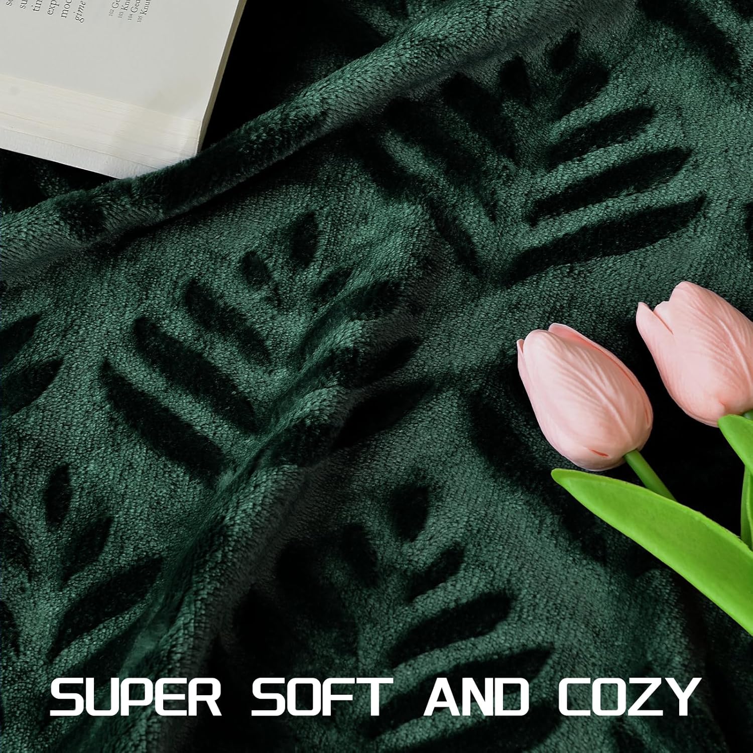 Exclusivo Mezcla Manta de forro polar para sofá, mantas súper suaves y cálidas para otoño e invierno, manta mullida y ligera, color verde bosque, 50
