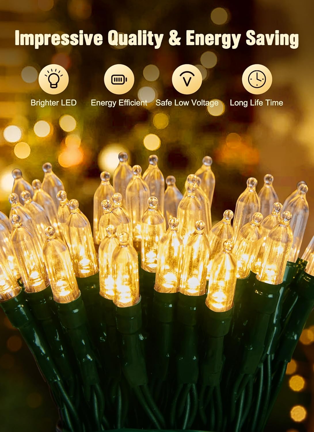 Brightown Mini bombillas de repuesto de Navidad, 150 unidades, 2.5 voltios, cristal transparente, incandescentes, para árbol de Navidad, decoración