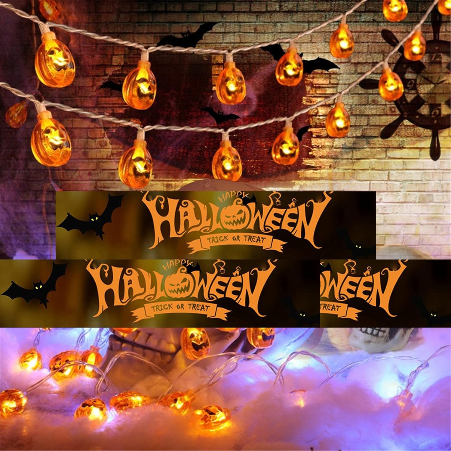 Luces de Halloween, decoraciones de Halloween, luces LED de fantasma, calabaza para decoración de Halloween, interiores y exteriores, fiesta de