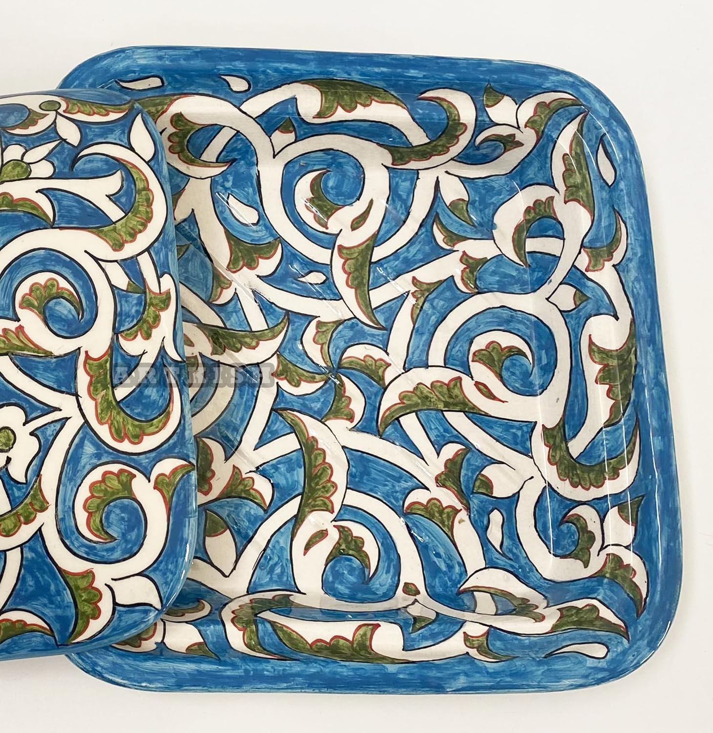 Square Handmade and Hand painted Moroccan Pottery Tagine Pot for Housewarming Gift – Ceramic Pots For Cooking and Stew Casserole Slow Cooker –