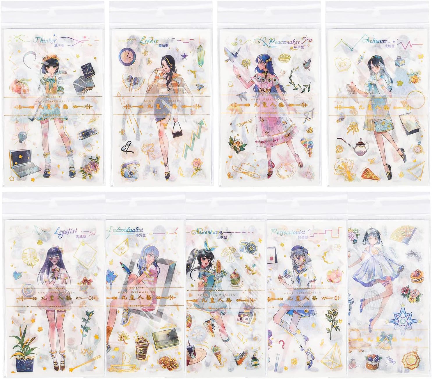 Calcomanías Kawaii de anime para álbumes de recortes, 36 hojas de Washi, lindos collages de recortes, calcomanías de personajes para manual