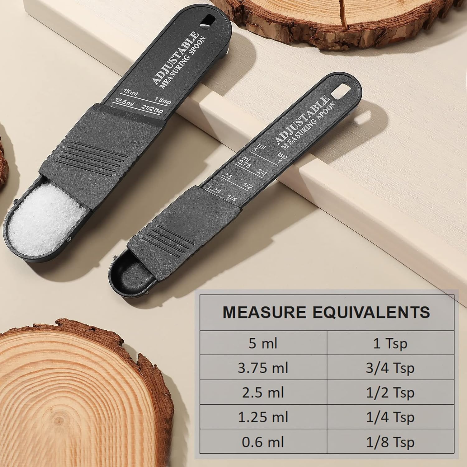 Juego de 6 cucharas medidoras ajustables de plástico y cucharadita de cocina para hornear, cuchara de chef, cucharas medidoras para cocina,