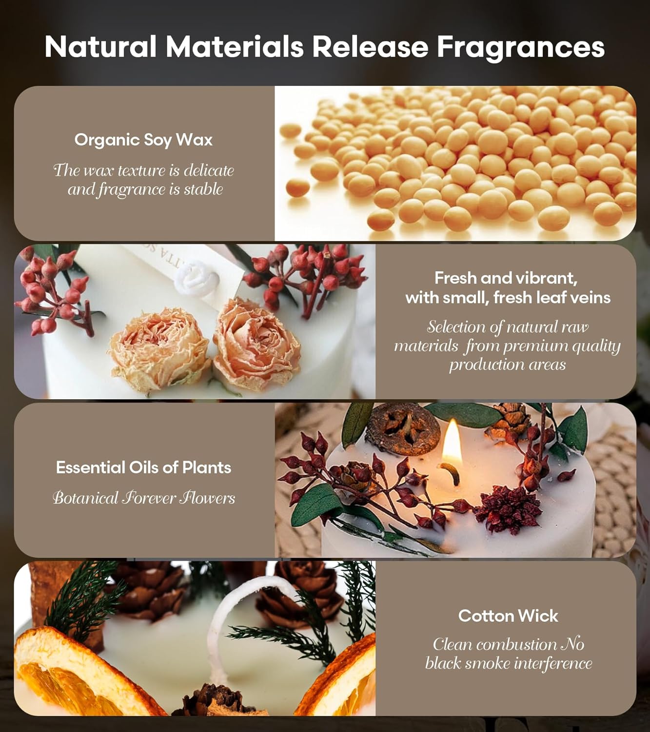 Velas perfumadas para hombres, velas de aromaterapia para hombres, velas de soja, velas de ébano ámbar, velas de larga duración, velas hechas a mano