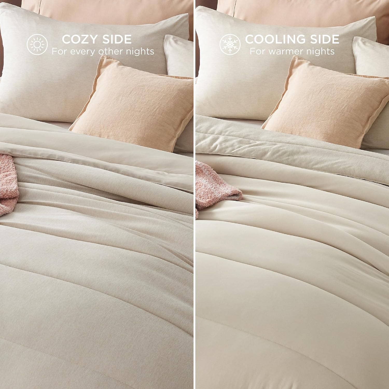 Bedsure Juego de edredón King  Juego de cama refrescante y cálido, edredón reversible de lino para todas las estaciones, 3 piezas, 1 edredón tamaño