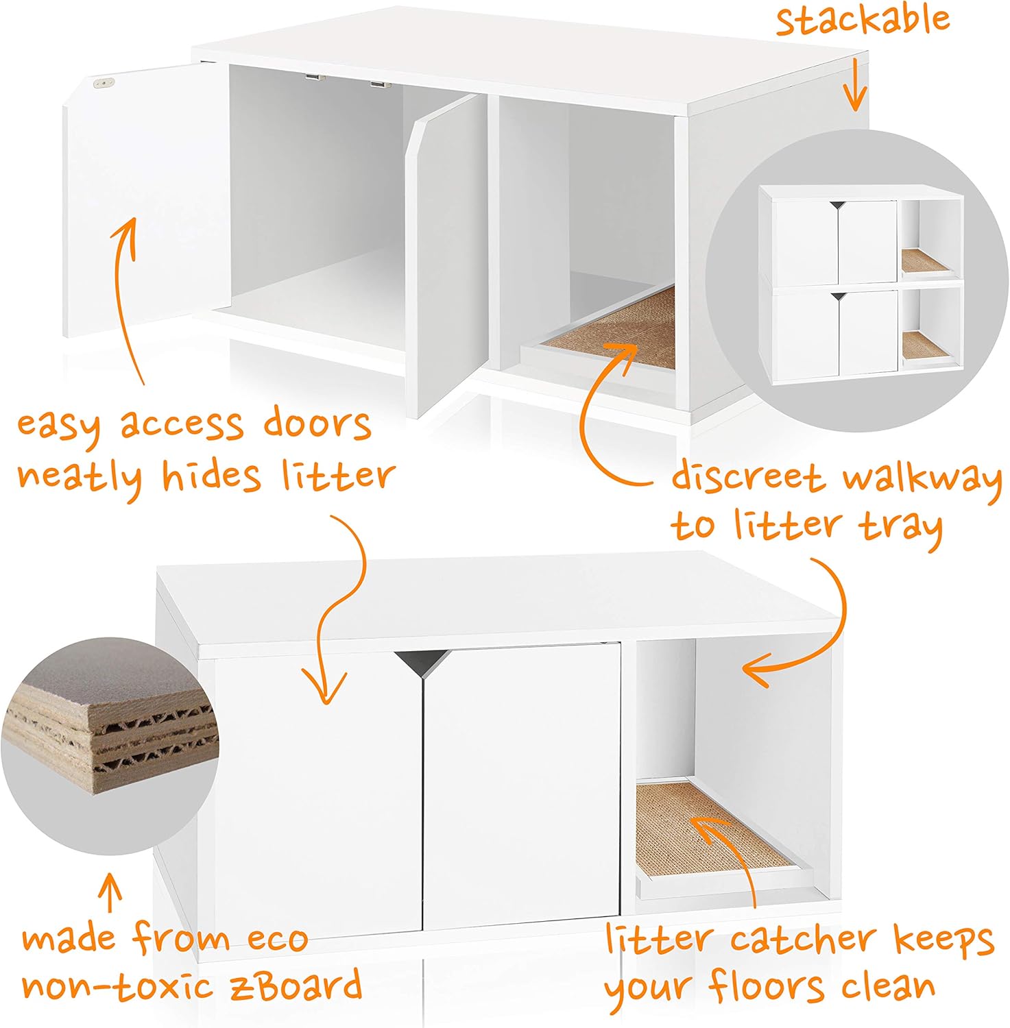 WAY BASICS Caja de arena para gatos Muebles ocultos (almohadilla de arañazos incluida)