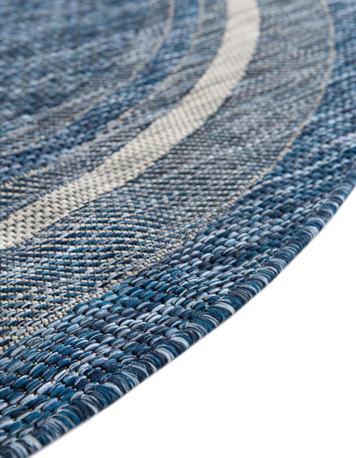 Unique Loom – Colección Outdoor Border – Tapete para exteriores de borde suave – 3pies 1pulgada x 6pies 1pulgada, para chimenea, azulmarfil
