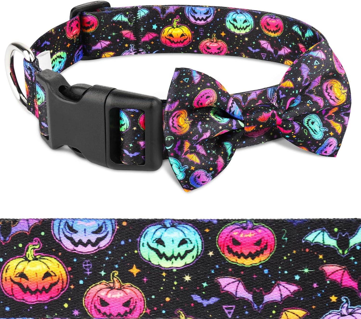 Lindo collar de perro con diseño de calabaza con corbatín para perros lindos machos, gatos, perros, collar de perro para perros pequeños, medianos y