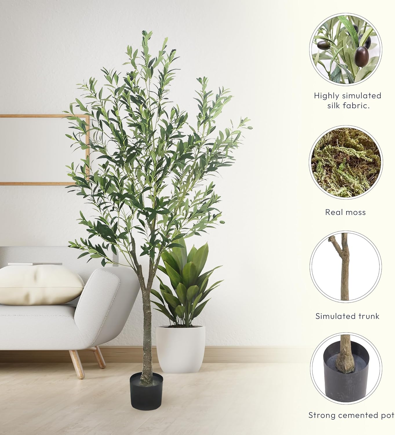 YATSKIA Árbol de olivo sintético de 5 pies  olivos artificiales para interiores, planta sintética, árboles de imitación para interiores, árbol falso