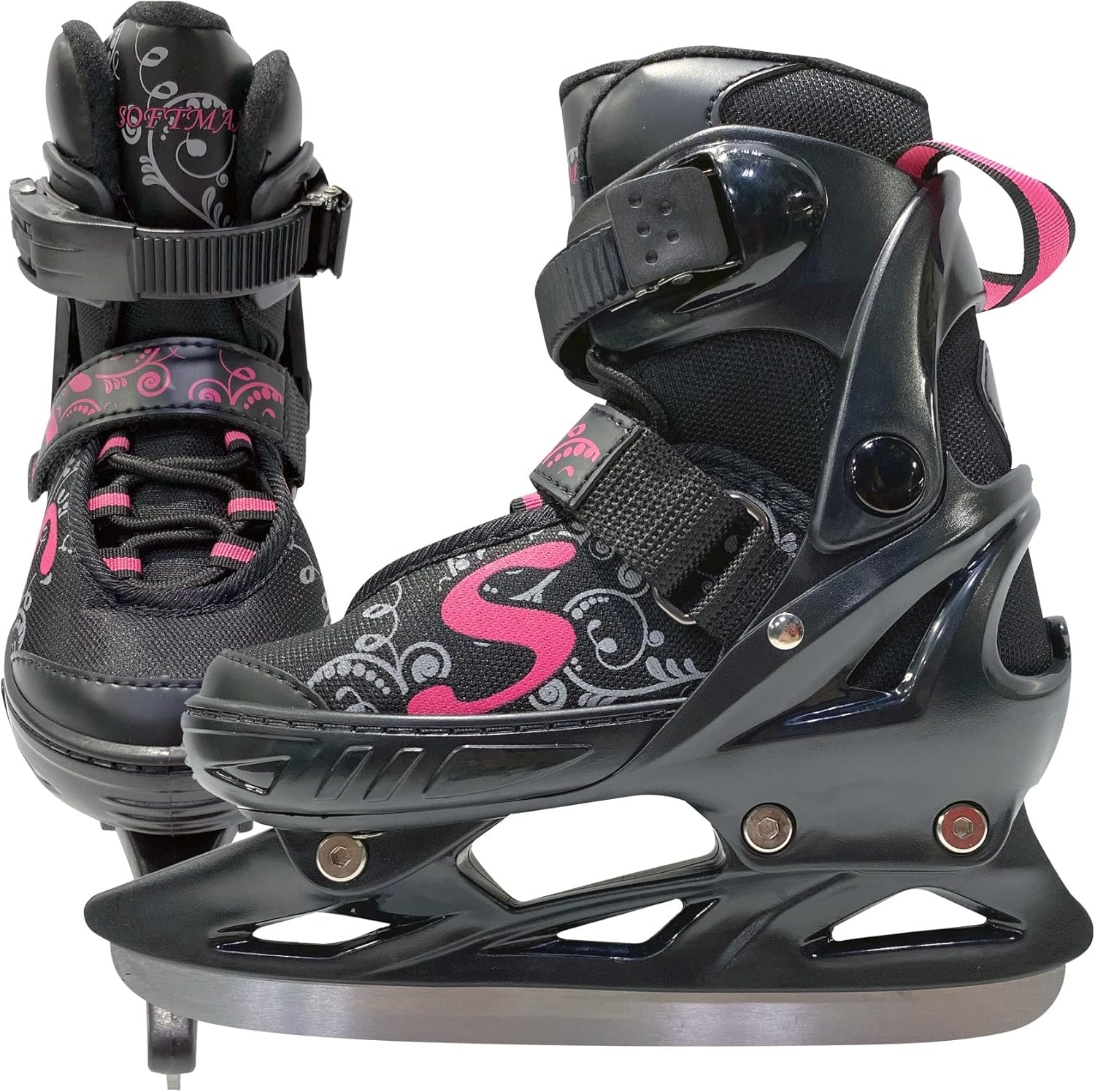Patines de hielo ajustables – Patines de hockey para niños y niñas – Patines de hielo aislados para niños con 3 tamaños de ajuste