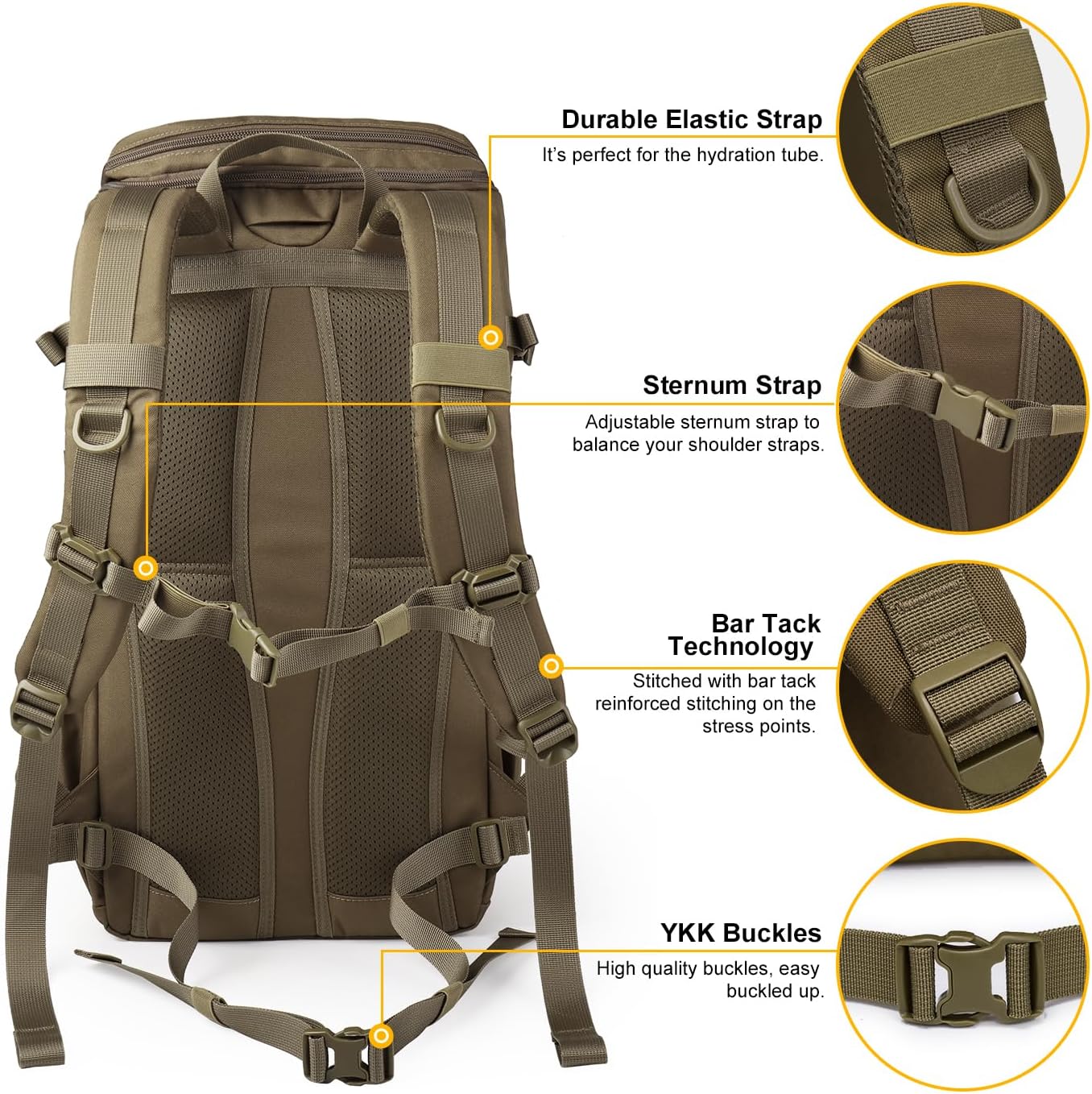 Mardingtop Tactical Backpacks Molle Hiking daypacks for Motorcycle Camping Hiking Military Traveling,25L Backpack