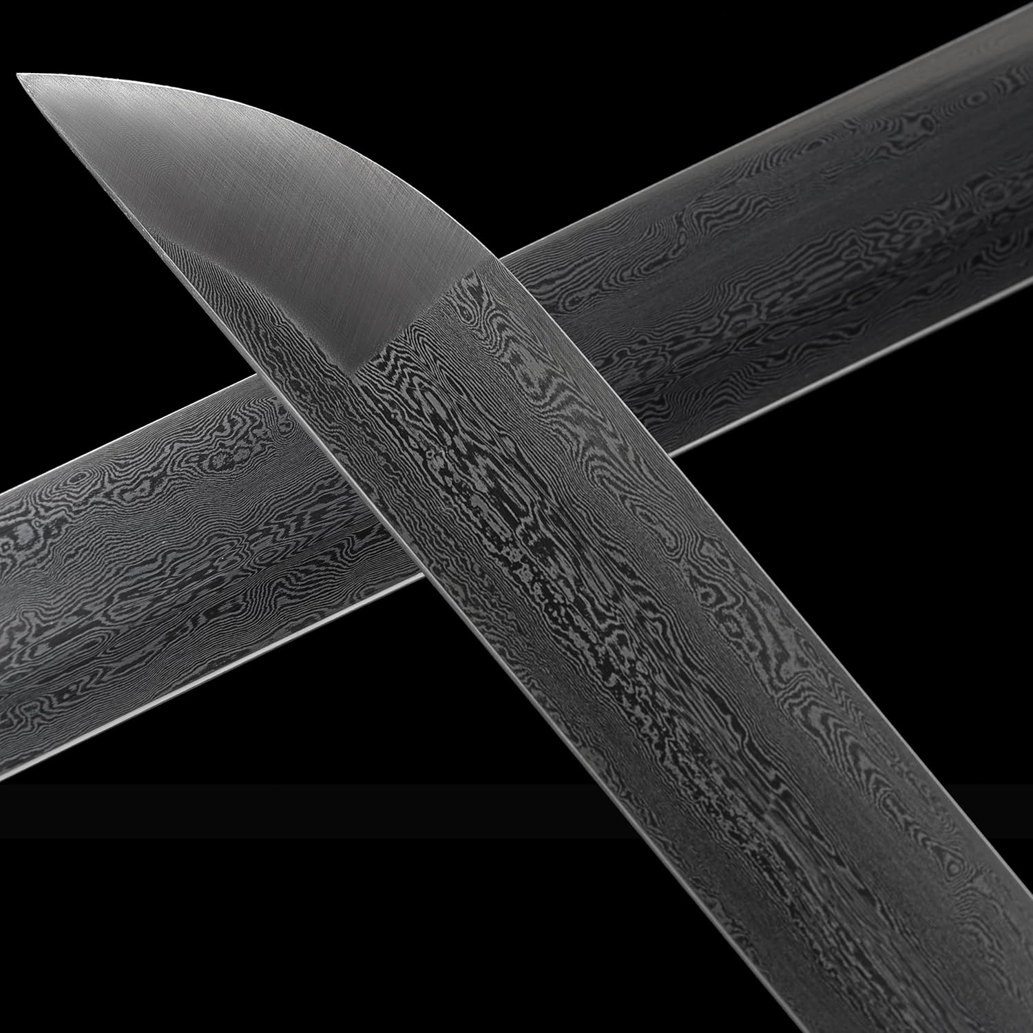 Wakizashi Espada recta Damasco doblado acero hecho a mano, espada samurái hecha a mano, espada de espiga completa, afilada