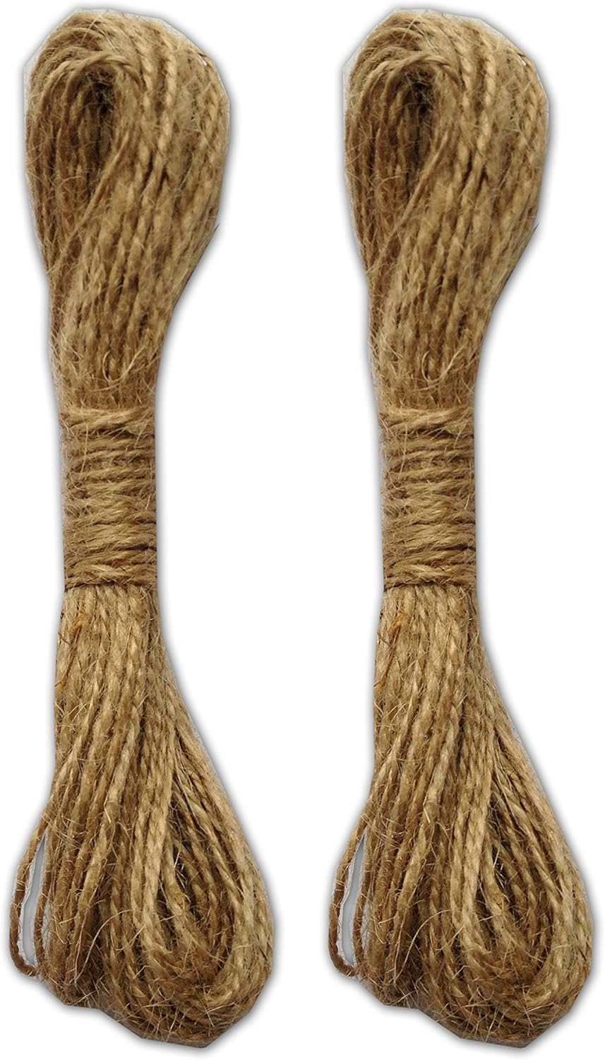 LWR CRAFTS Cordón de yute de 0.059 in, 45 piespaquete (paquete de 2) (natural)