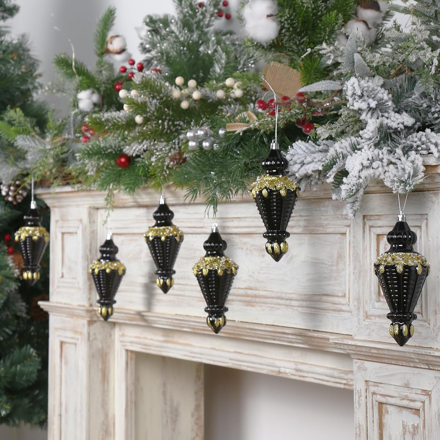 RoseCraft Juego de adornos de Navidad, bolas de Navidad inastillables de plástico de 5.75 pulgadas, adornos colgantes para decoración de árbol de