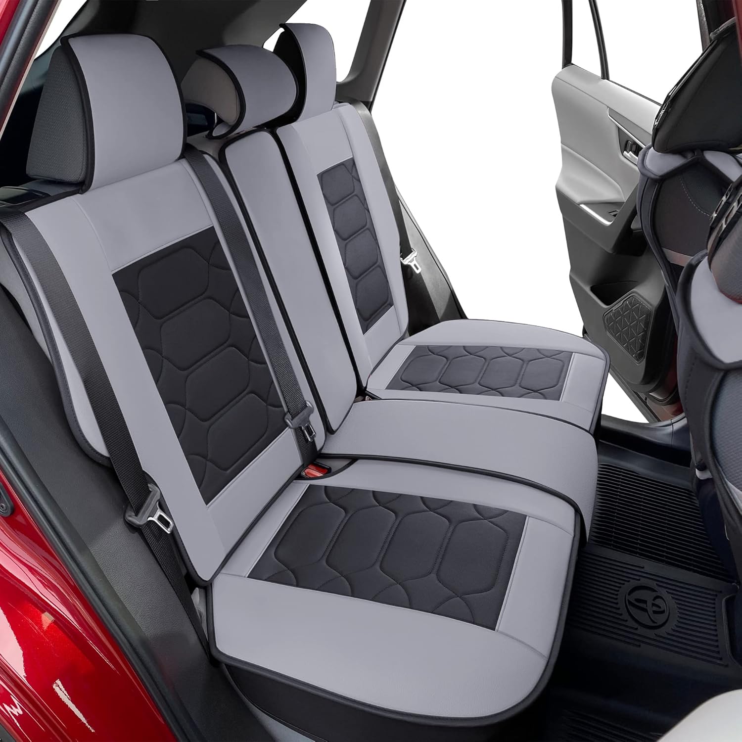 OASIS AUTO Toyota RAV4 – Fundas de asiento de accesorios 2013-2025 de piel de ajuste personalizado para RAV-4 (juego completo deportivo, negro y