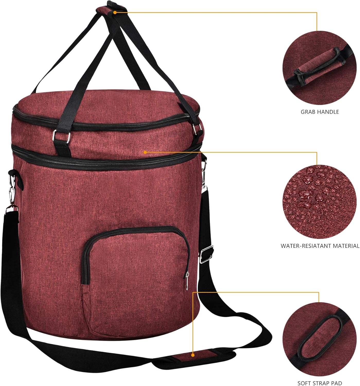 Bolsa de viaje para olla a presión, 2 compartimentos para accesorios de cocina, bolsa de almacenamiento redonda de cocina (incluida en la parte