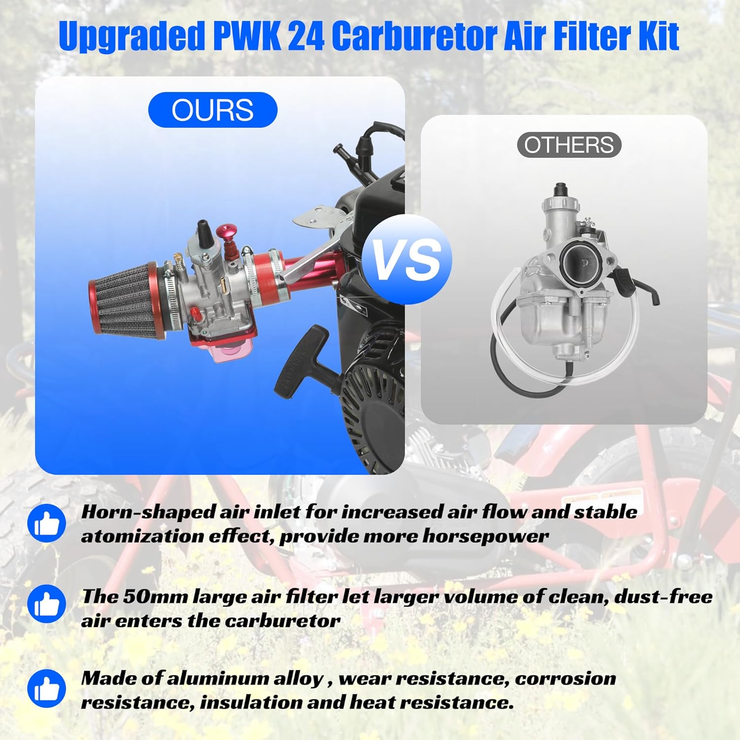YOXUFA PWK 24 Racing Carburador Tubo de admisión Colector de filtro de aire Kit para Predator 212cc 196cc 200cc 6.5hp motor Coleman CT200U BT200X