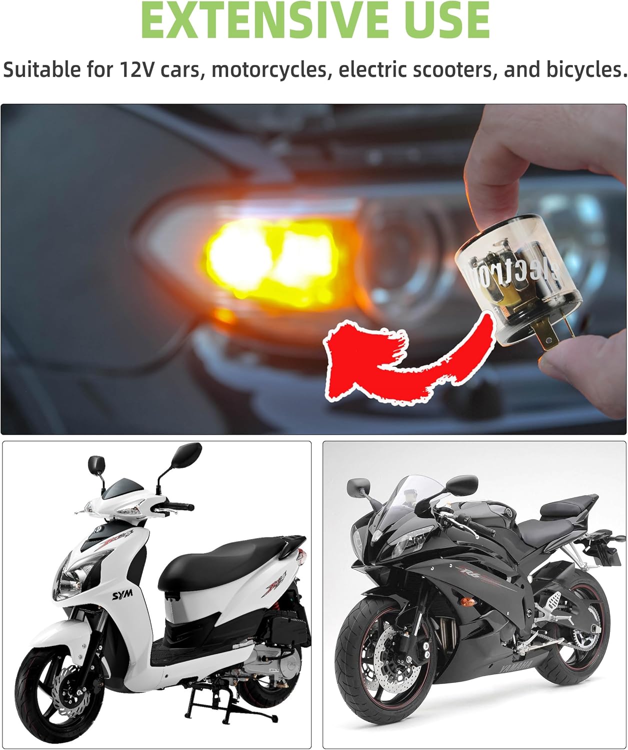 Relé intermitente LED de 2 piezas, relé de coche de 12 V, relé de señal de giro, accesorios de automóvil, relé eléctrico de 2 pines, compatible con