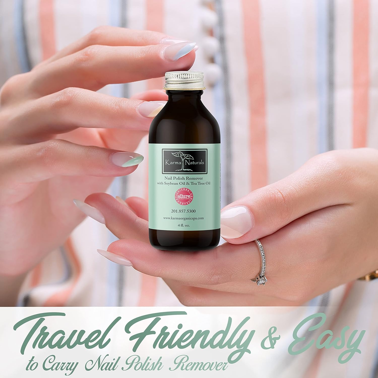 Karma Organic Paquete de removedor de esmalte de uñas, removedor de esmalte de uñas con aceite de árbol de té (4 onzas líquidas), removedor de