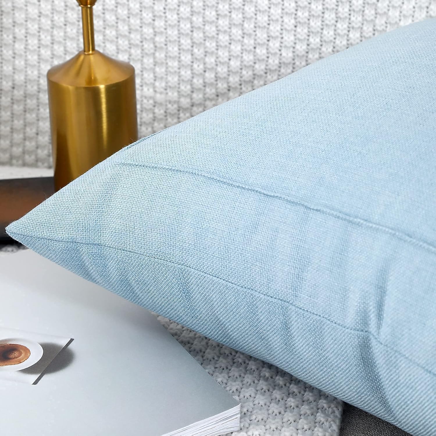 Jepeak – Fundas de cojín de arpillera, paquete de 2 fundas de almohada cuadradas sólidas, gruesas y decorativas para el sofá o sillón, estilo casa