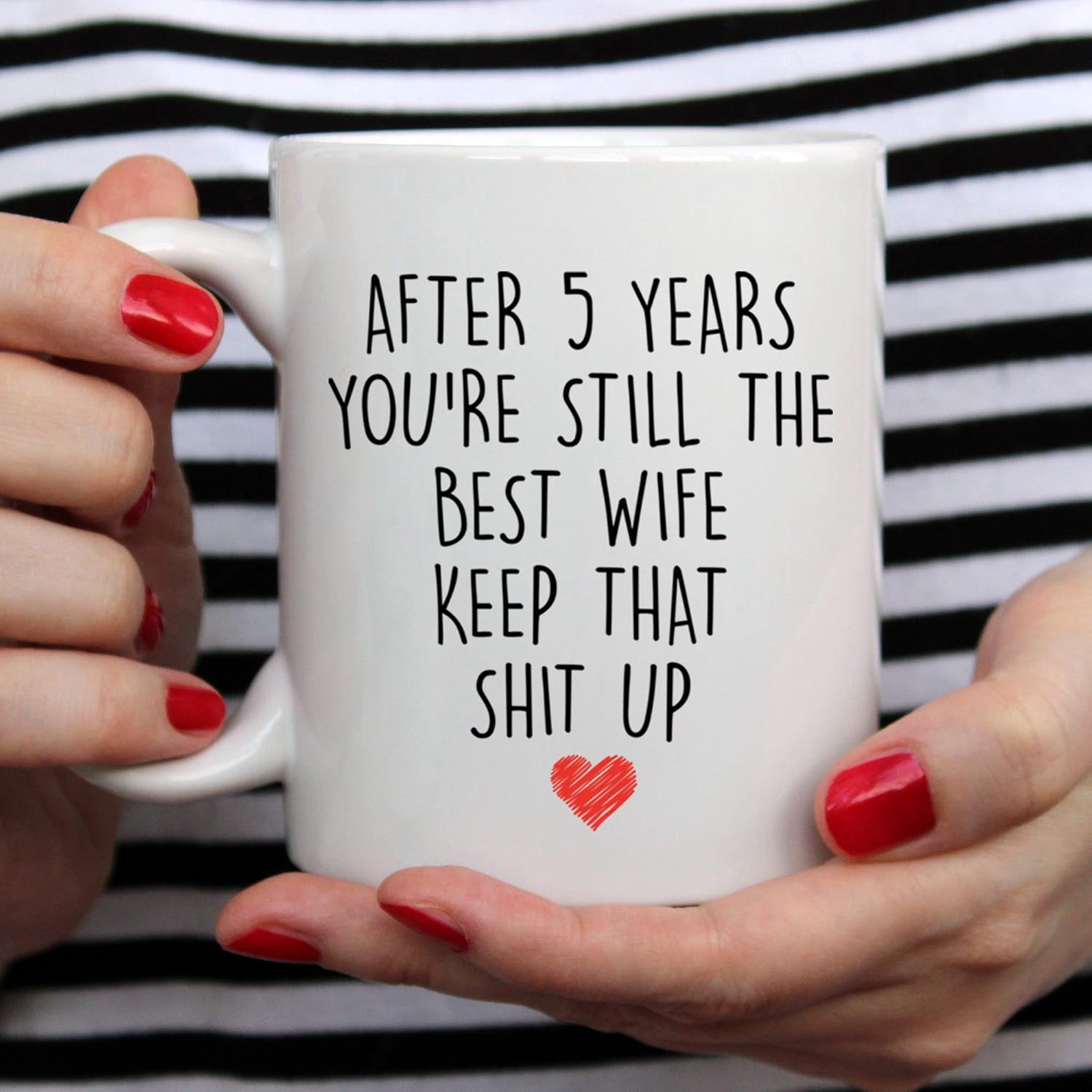 YouNique Designs Taza de café de aniversario de 5 años para ella, 11 onzas, 5 taza de aniversario de boda para esposa, cinco años, quinto año, 5 año