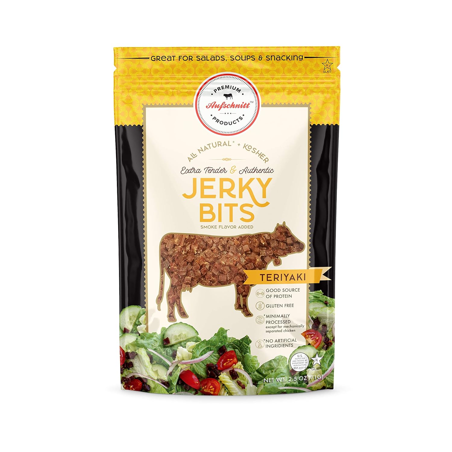 Aufschnitt Jerky Bits – Bocadillos saludables hechos de carne de res y pollo, con alto contenido de proteínas, Kosher, Halal y Keto (paquete de 2,